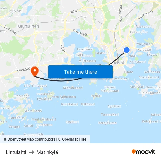 Lintulahti to Matinkylä map