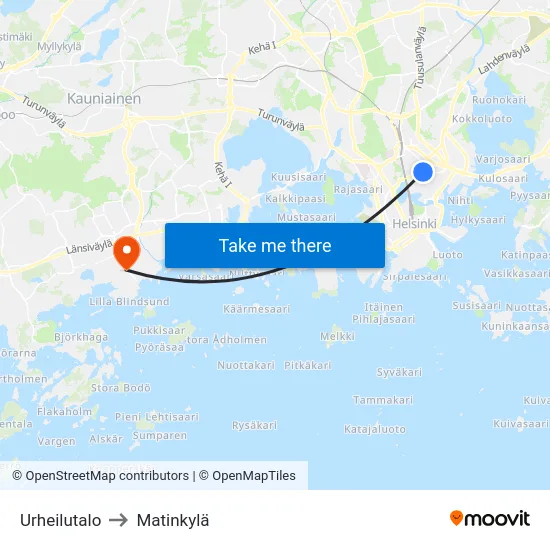 Urheilutalo to Matinkylä map