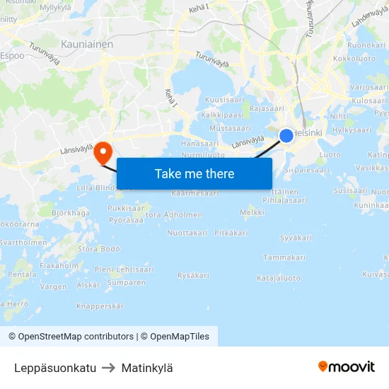 Leppäsuo Street to Matinkyla map