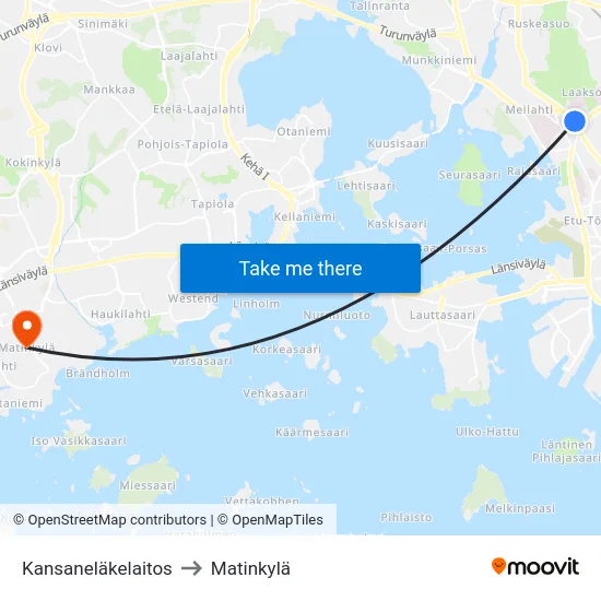 Kansaneläkelaitos to Matinkylä map