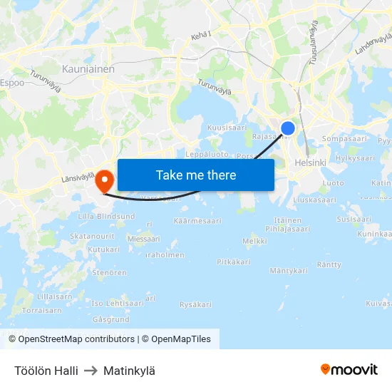 Toolo Hall to Matinkyla map