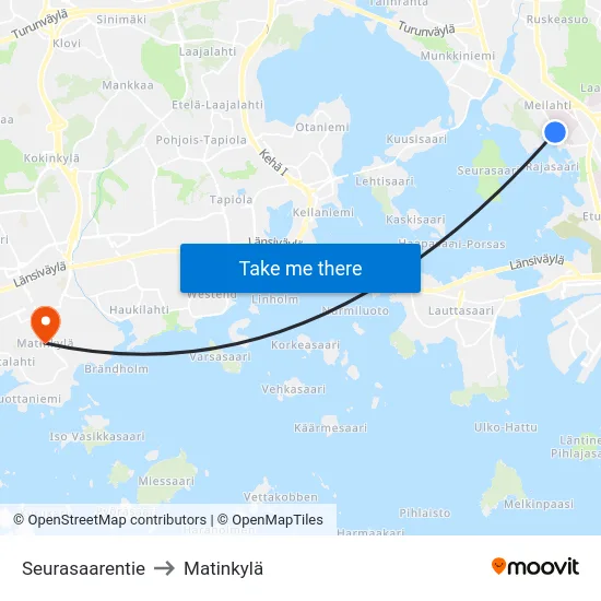 Seurasaarentie to Matinkylä map