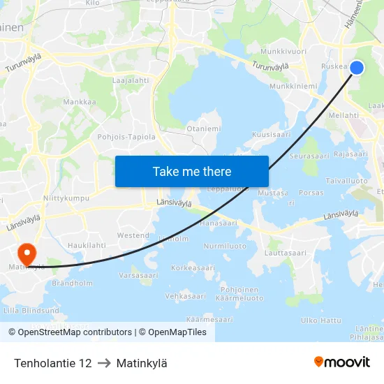 Tenhola Road 12 to Matinkyla map