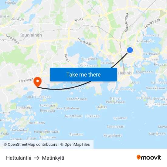 Hattulantie to Matinkylä map