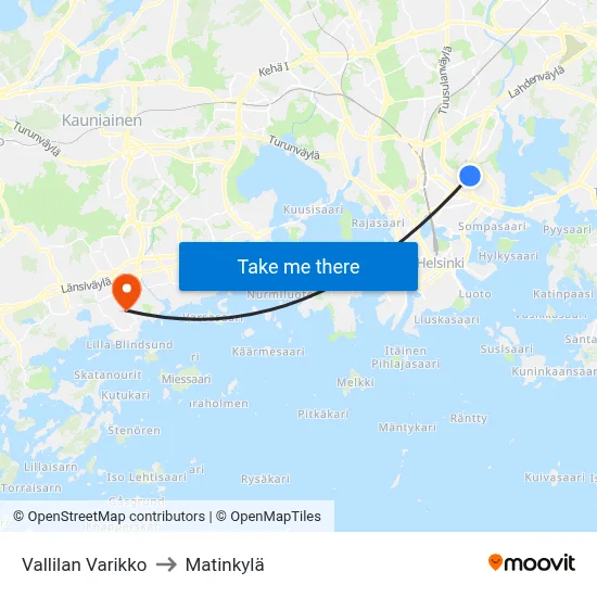 Vallila Depot to Matinkyla map