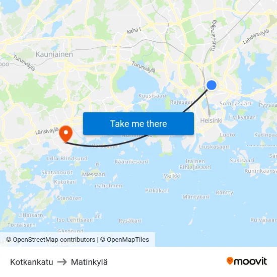 Kotkankatu to Matinkyla map