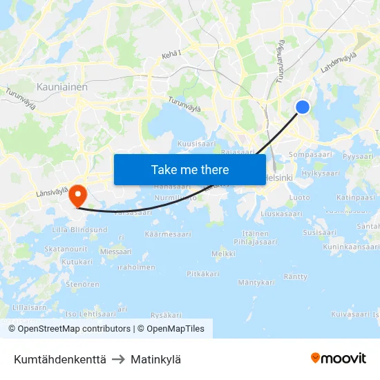 Kumtähti Field to Matinkyla map