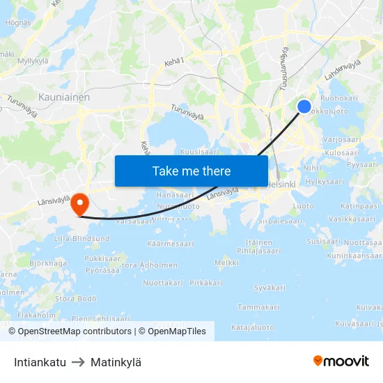 Intiankatu to Matinkylä map