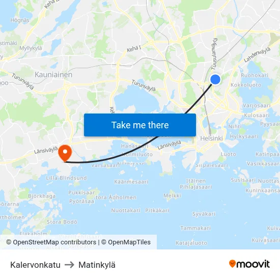 Kalervonkatu Street to Matinkyla map