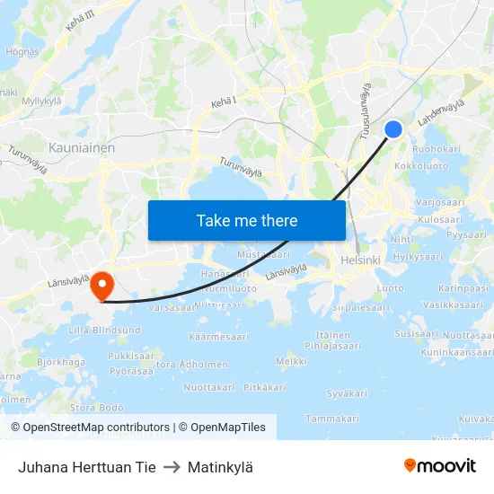 Juhana Herttuan Tie to Matinkylä map