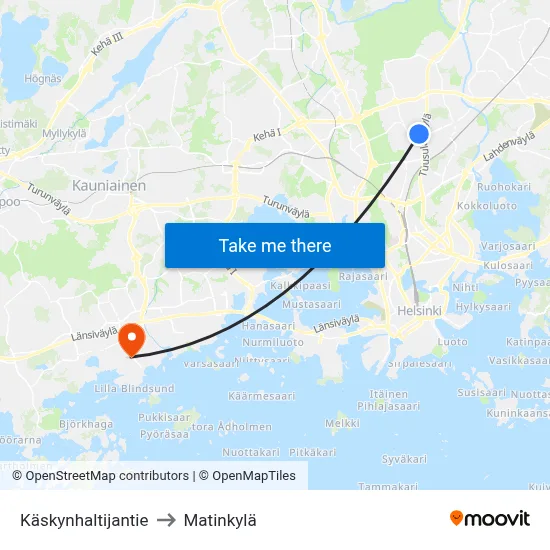 Käskynhaltijantie to Matinkyla map