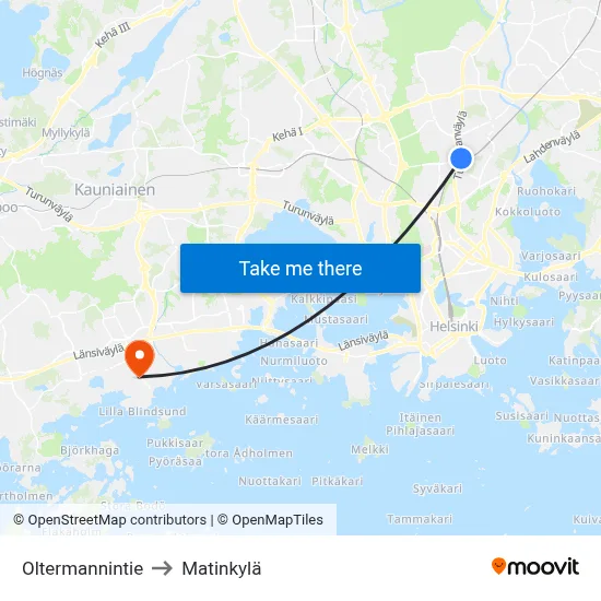 Oltermannintie to Matinkylä map