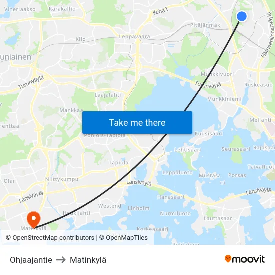Ohjaajantie to Matinkyla map