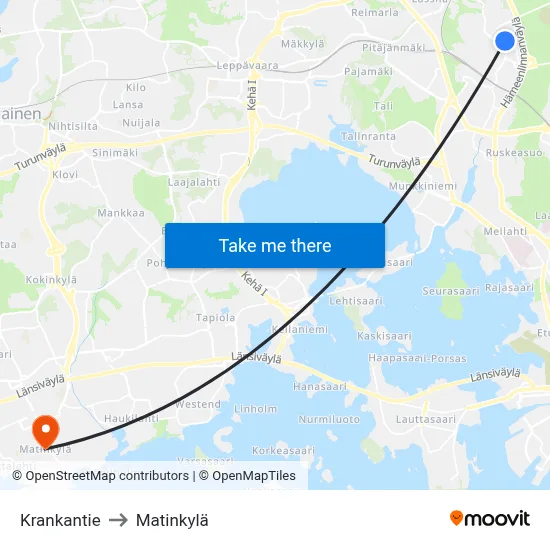 Krankantie to Matinkyla map