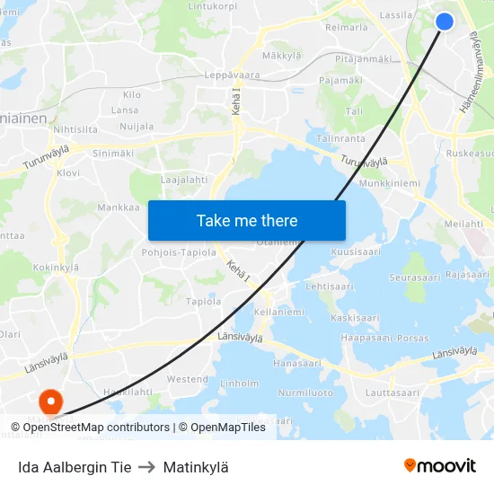 Ida Aalberg Road to Matinkyla map