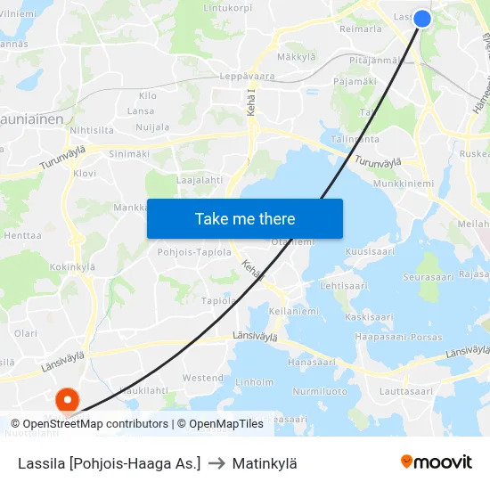 Lassila [North Haaga Station] to Matinkyla map