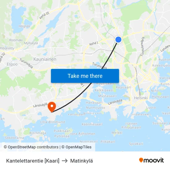 Kantelettarentie [Kaari] to Matinkylä map