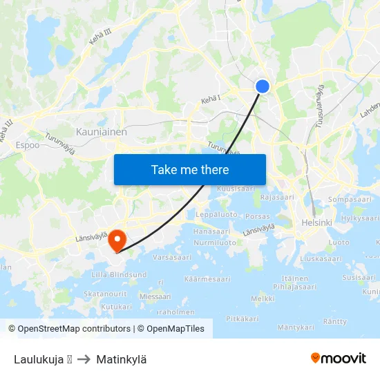Laulukuja 🛍️ to Matinkyla map