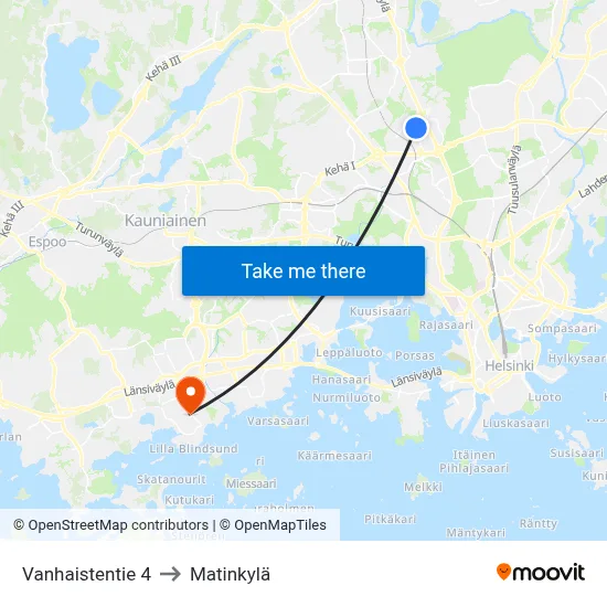 Vanhainen Road 4 to Matinkyla map