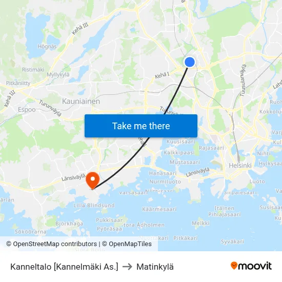 Kanneltalo [Kannelmaki Station] to Matinkyla map