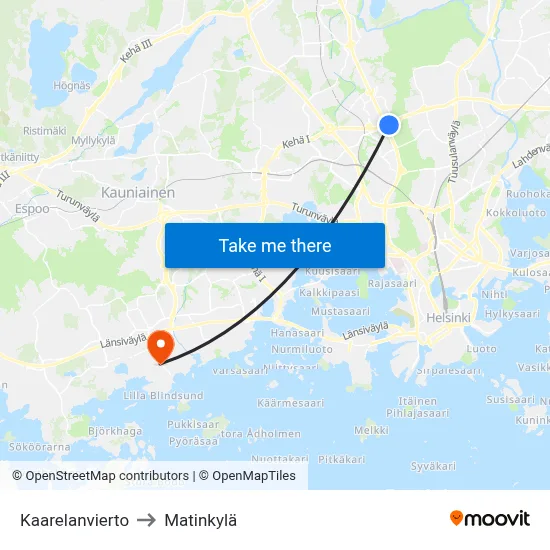 Kaarelanvierto to Matinkylä map