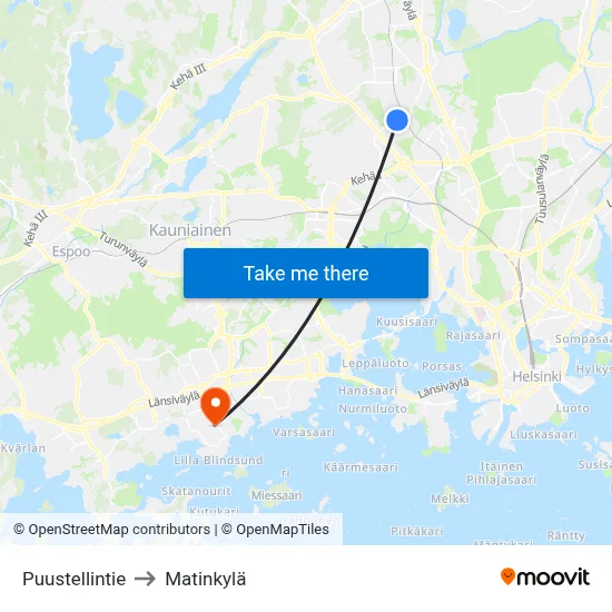Puustellintie to Matinkyla map