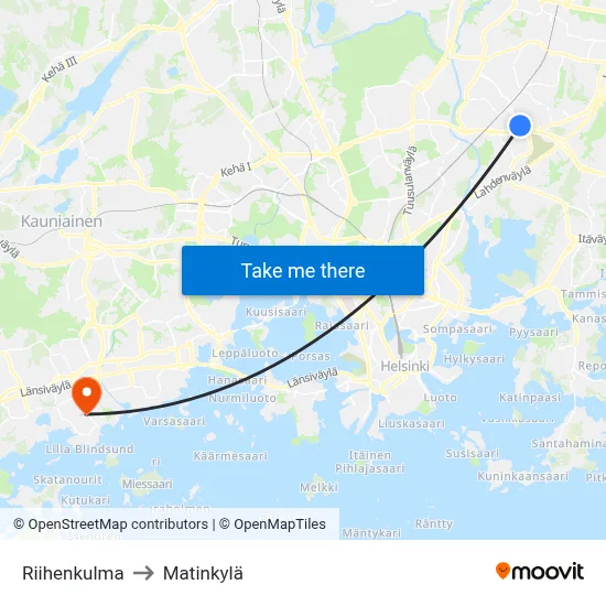 Riihi Corner to Matinkyla map