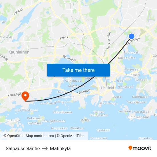 Salpausselkä Road to Matinkyla map
