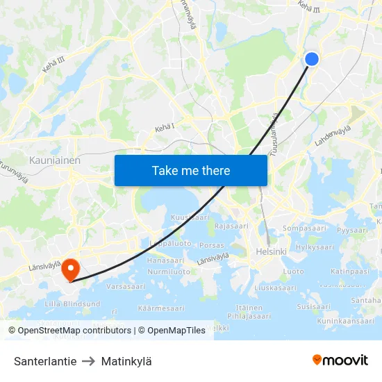 Santerla Road to Matinkyla map