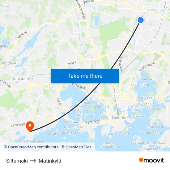 Siltamäki to Matinkylä map