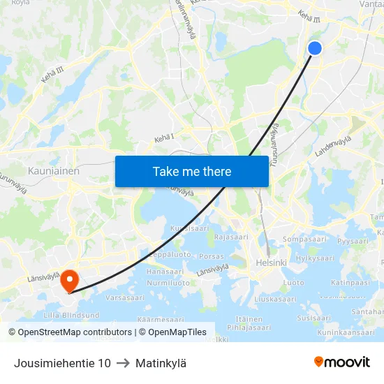 10 Jousimiehentie to Matinkyla map