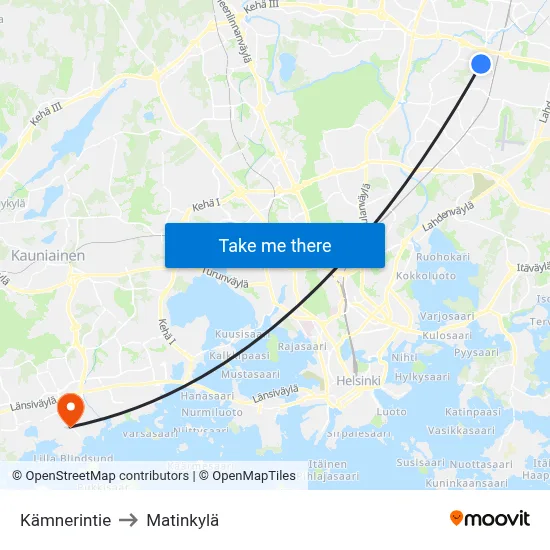 Kämnerintie to Matinkylä map