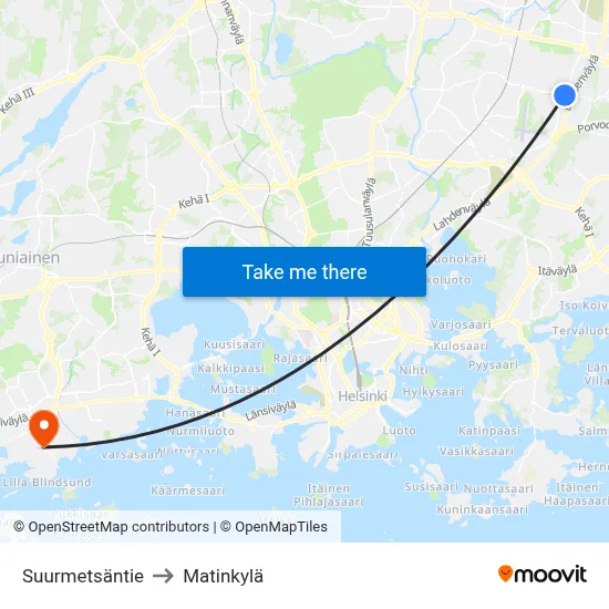 Suurmetsäntie to Matinkylä map