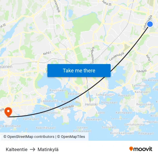 Kalteentie to Matinkyla map