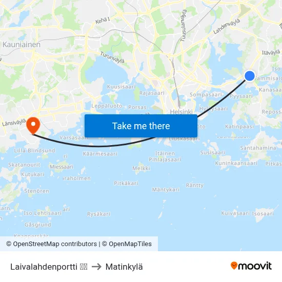 Laivalahdenportti 🏢🛒 to Matinkyla map