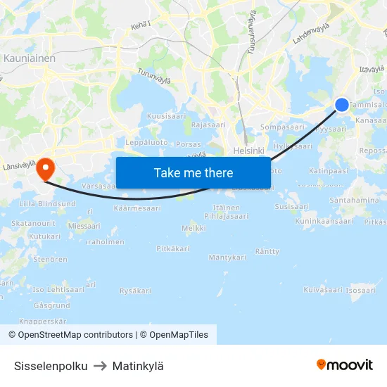 Sissele Path to Matinkyla map