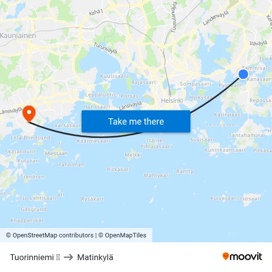 Tuorinniemi 🌳 to Matinkyla map