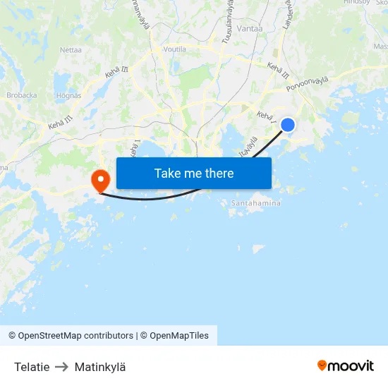 Telatie to Matinkylä map
