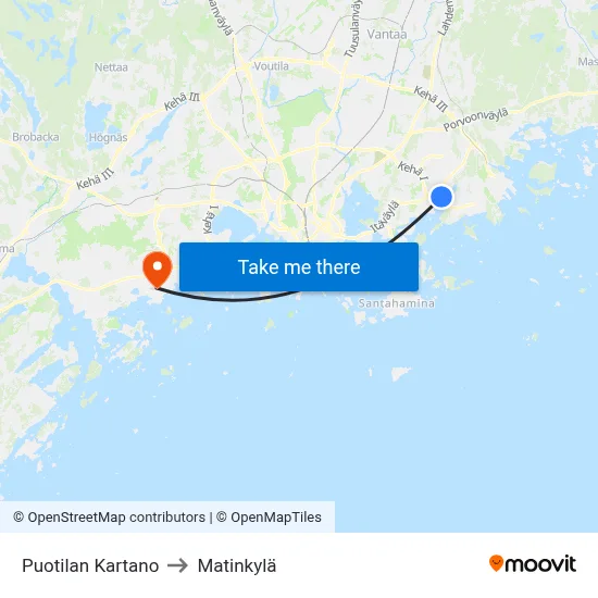Puotilan Kartano to Matinkylä map