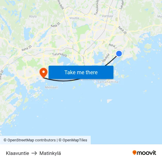 Klaavu Road to Matinkyla map