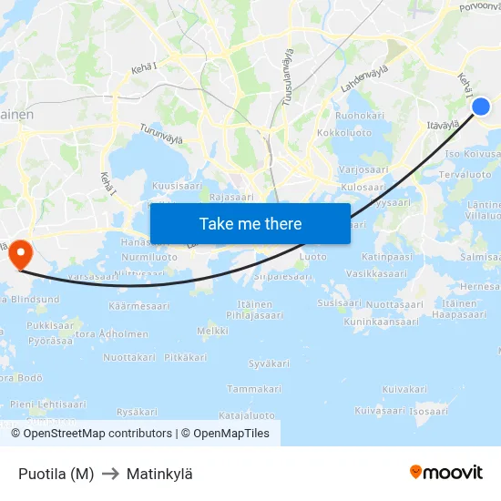 Puotila (M) to Matinkylä map