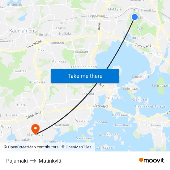 Pajamaki to Matinkyla map
