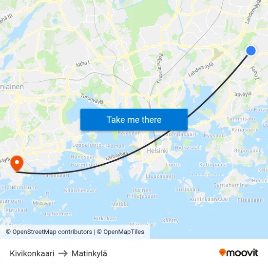 Kivikko Arc to Matinkyla map