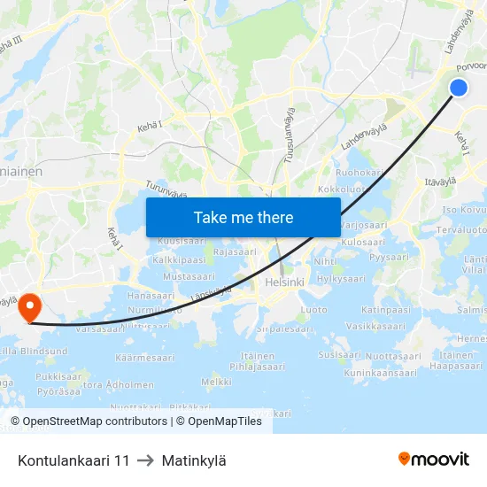 Kontulankaari 11 to Matinkylä map