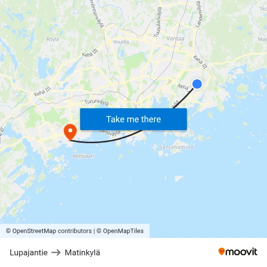 Lupaja Road to Matinkyla map