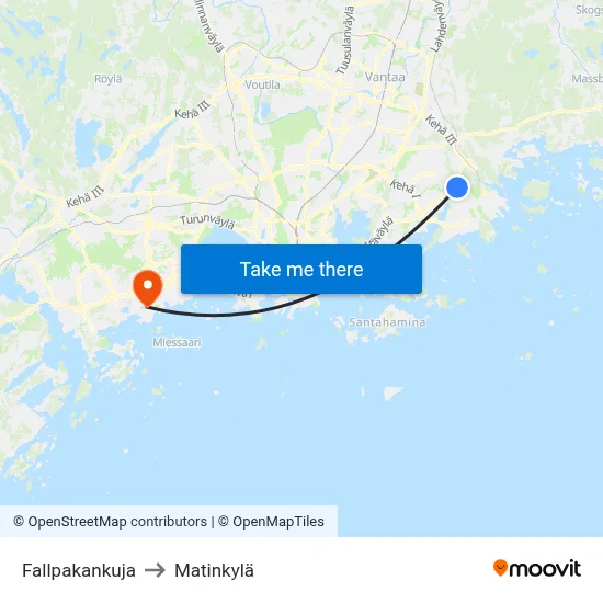 Fallpakka Alley to Matinkyla map
