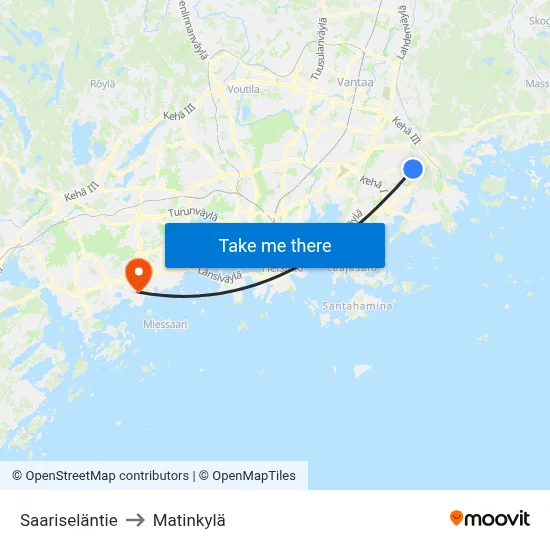Saarisela Road to Matinkyla map