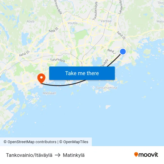 Tankovainio/East Way to Matinkyla map
