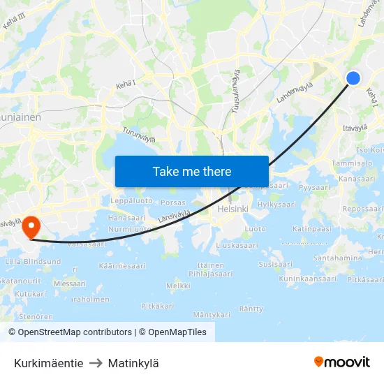 Kurkimäentie to Matinkyla map