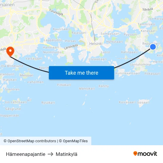 Hämeenapa Road to Matinkyla map